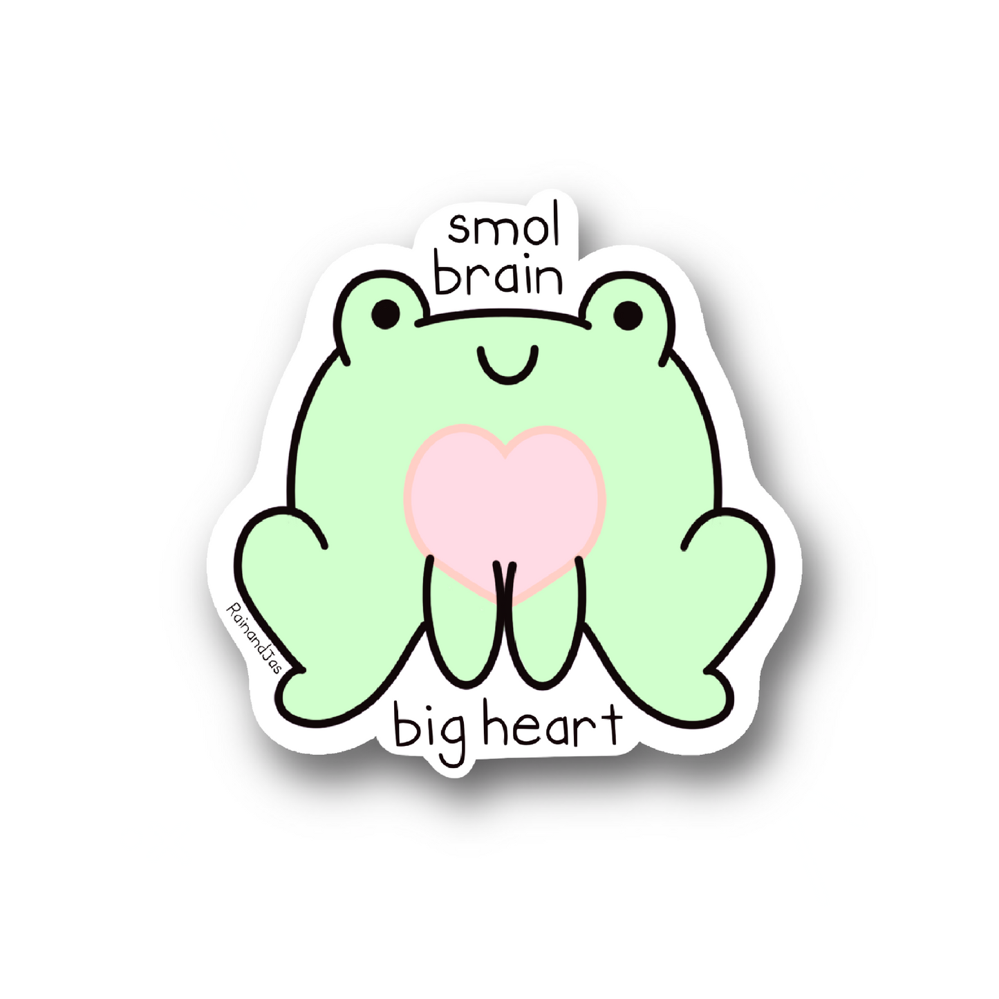 Smol Brain Big Heart Frog Vinyl Sticker